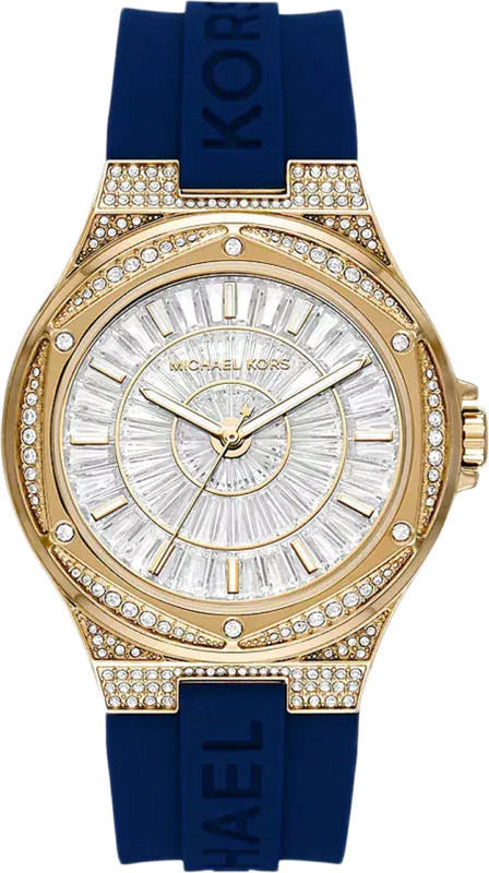 Buy Shop Michael Kors Lennox Three Hand White Dial Blue Silicone Strap Watch For Women - MK7333 USA Online