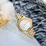 Buy Shop Michael Kors Lenox Three Hand Silver Dial Gold Steel Strap Watch For Women - MK7361 USA Online