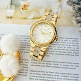 Buy Shop Michael Kors Lenox Three Hand Silver Dial Gold Steel Strap Watch For Women - MK7361 USA Online