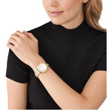 Buy Shop Michael Kors Lenox Three Hand Silver Dial Gold Steel Strap Watch For Women - MK7361 USA Online