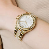 Buy Shop Michael Kors Lenox Three Hand Silver Dial Gold Steel Strap Watch For Women - MK7361 USA Online