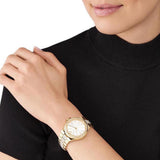 Buy Shop Michael Kors Lenox Three Hand Silver Dial Gold Steel Strap Watch For Women - MK7361 USA Online