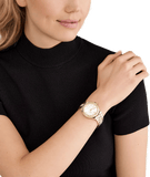 Buy Shop Michael Kors Lenox Three Hand Silver Dial Gold Steel Strap Watch For Women - MK7361 USA Online