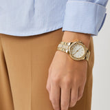 Buy Shop Michael Kors Lenox Three Hand Silver Dial Gold Steel Strap Watch For Women - MK7361 USA Online