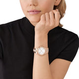 Buy Shop Michael Kors Lenox Three Hand Silver Dial Gold Steel Strap Watch For Women - MK7361 USA Online