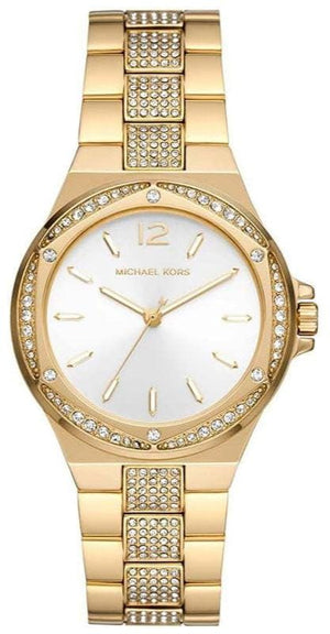 Buy Shop Michael Kors Lenox Three Hand Silver Dial Gold Steel Strap Watch For Women - MK7361 USA Online