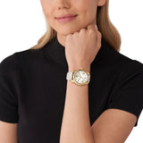 Buy Shop Michael Kors Lexington Analog Silver Dial White Leather Strap Watch For Women - MK4746 USA Online
