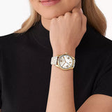 Buy Shop Michael Kors Lexington Analog Silver Dial White Leather Strap Watch For Women - MK4746 USA Online
