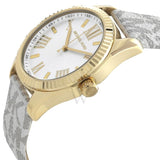 Buy Shop Michael Kors Lexington Analog Silver Dial White Leather Strap Watch For Women - MK4746 USA Online