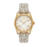 Buy Shop Michael Kors Lexington Analog Silver Dial White Leather Strap Watch For Women - MK4746 USA Online