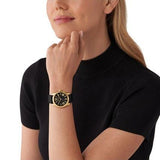 Buy Shop Michael Kors Lexington Black Dial Black Leather Strap Watch For Women - MK4748 USA Online