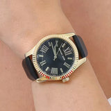 Buy Shop Michael Kors Lexington Black Dial Black Leather Strap Watch For Women - MK4748 USA Online