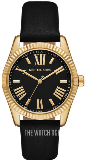Buy Shop Michael Kors Lexington Black Dial Black Leather Strap Watch For Women - MK4748 USA Online