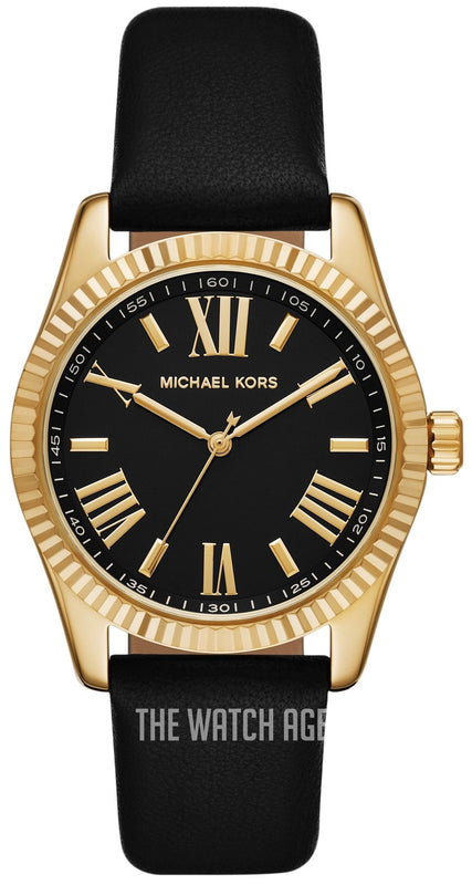 Buy Shop Michael Kors Lexington Black Dial Black Leather Strap Watch For Women - MK4748 USA Online