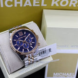 Buy Shop Michael Kors Lexington Blue Dial Two Tone Steel Strap Watch for Men - MK8412 USA Online