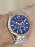 Buy Shop Michael Kors Lexington Blue Dial Two Tone Steel Strap Watch for Men - MK8412 USA Online