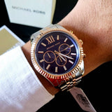Buy Shop Michael Kors Lexington Blue Dial Two Tone Steel Strap Watch for Men - MK8412 USA Online