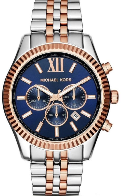 Buy Shop Michael Kors Lexington Blue Dial Two Tone Steel Strap Watch for Men - MK8412 USA Online