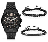 Buy Shop Michael Kors Lexington Chronograph Black Dial Black Steel Strap Watch For Men - MK8467 USA Online