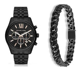 Buy Shop Michael Kors Lexington Chronograph Black Dial Black Steel Strap Watch For Men - MK8467 USA Online