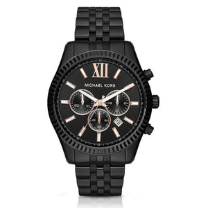Buy Shop Michael Kors Lexington Chronograph Black Dial Black Steel Strap Watch For Men - MK8467 USA Online