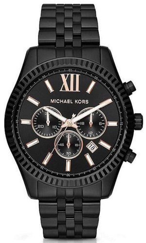Buy Shop Michael Kors Lexington Chronograph Black Dial Black Steel Strap Watch For Men - MK8467 USA Online