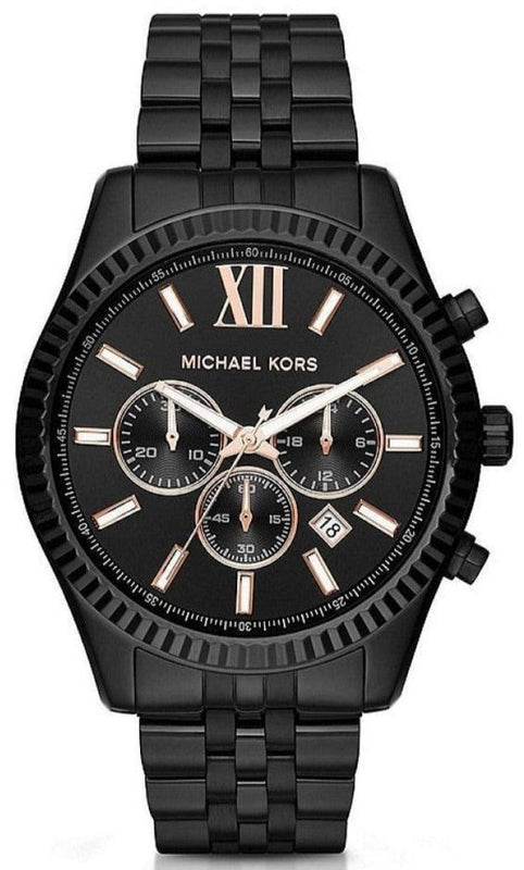 Buy Shop Michael Kors Lexington Chronograph Black Dial Black Steel Strap Watch For Men - MK8467 USA Online