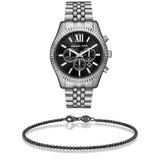 Buy Shop Michael Kors Lexington Chronograph Black Dial Black Steel Strap Watch For Men - MK8602 USA Online