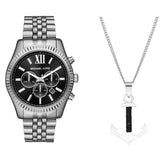 Buy Shop Michael Kors Lexington Chronograph Black Dial Black Steel Strap Watch For Men - MK8602 USA Online