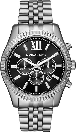 Buy Shop Michael Kors Lexington Chronograph Black Dial Black Steel Strap Watch For Men - MK8602 USA Online
