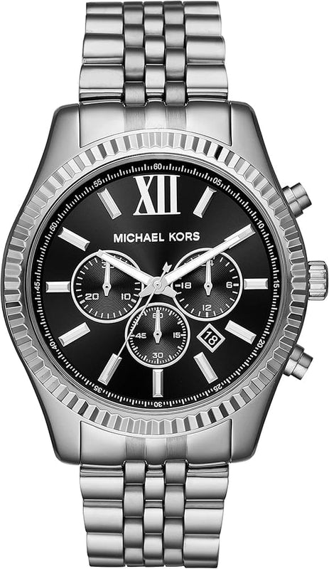 Buy Shop Michael Kors Lexington Chronograph Black Dial Black Steel Strap Watch For Men - MK8602 USA Online