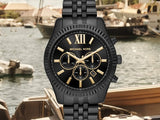 Buy Shop Michael Kors Lexington Chronograph Black Dial Black Steel Strap Watch for Men - MK8603 USA Online