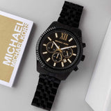 Buy Shop Michael Kors Lexington Chronograph Black Dial Black Steel Strap Watch for Men - MK8603 USA Online