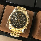 Buy Shop Michael Kors Lexington Chronograph Black Dial Gold Steel Strap Watch for Men - MK8286 USA Online