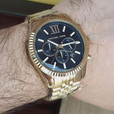 Buy Shop Michael Kors Lexington Chronograph Black Dial Gold Steel Strap Watch for Men - MK8286 USA Online