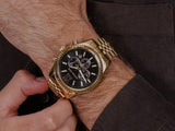 Buy Shop Michael Kors Lexington Chronograph Black Dial Gold Steel Strap Watch for Men - MK8286 USA Online