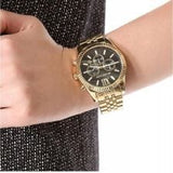 Buy Shop Michael Kors Lexington Chronograph Black Dial Gold Steel Strap Watch for Men - MK8286 USA Online
