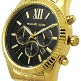 Buy Shop Michael Kors Lexington Chronograph Black Dial Gold Steel Strap Watch for Men - MK8286 USA Online