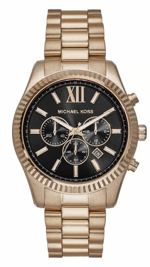 Buy Shop Michael Kors Lexington Chronograph Black Dial Gold Steel Strap Watch for Men - MK9155 USA Online