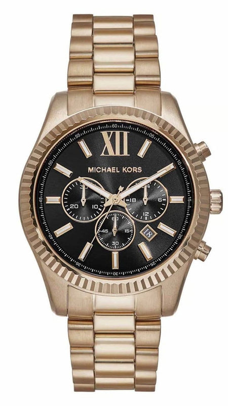 Buy Shop Michael Kors Lexington Chronograph Black Dial Gold Steel Strap Watch for Men - MK9155 USA Online