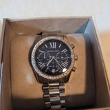 Buy Shop Michael Kors Lexington Chronograph Black Dial Silver Steel Strap Watch For Women - MK7277 USA Online