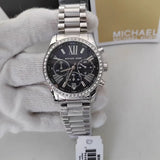 Buy Shop Michael Kors Lexington Chronograph Black Dial Silver Steel Strap Watch For Women - MK7277 USA Online