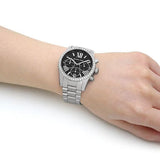 Buy Shop Michael Kors Lexington Chronograph Black Dial Silver Steel Strap Watch For Women - MK7277 USA Online
