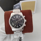 Buy Shop Michael Kors Lexington Chronograph Black Dial Silver Steel Strap Watch For Women - MK7277 USA Online