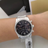 Buy Shop Michael Kors Lexington Chronograph Black Dial Silver Steel Strap Watch For Women - MK7277 USA Online