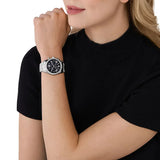 Buy Shop Michael Kors Lexington Chronograph Black Dial Silver Steel Strap Watch For Women - MK7277 USA Online