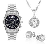 Buy Shop Michael Kors Lexington Chronograph Black Dial Silver Steel Strap Watch For Women - MK7277 USA Online