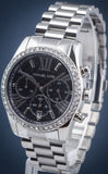 Buy Shop Michael Kors Lexington Chronograph Black Dial Silver Steel Strap Watch For Women - MK7277 USA Online