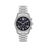 Buy Shop Michael Kors Lexington Chronograph Black Dial Silver Steel Strap Watch For Women - MK7277 USA Online