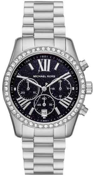 Buy Shop Michael Kors Lexington Chronograph Black Dial Silver Steel Strap Watch For Women - MK7277 USA Online